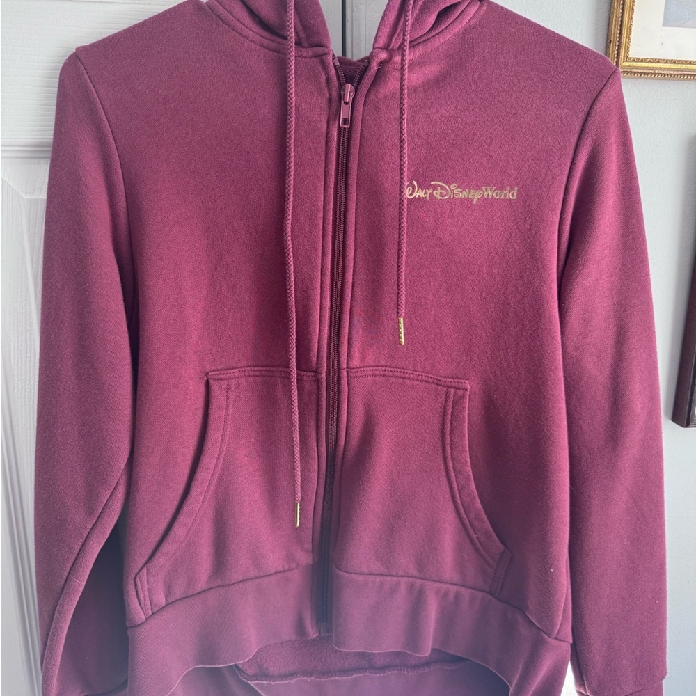 Disney Parks Burgundy Zip-Up Hoodie Disney Jacket Lightweight
